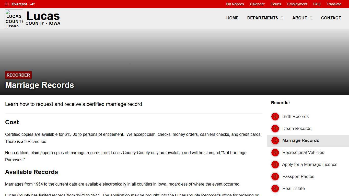 Marriage Records & Applications Lucas County, Iowa